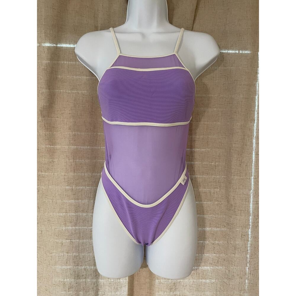Vintage Jag 80's 90's High Cut One Piece Womens Size 4 Swimsuit Swim Mesh Sheer